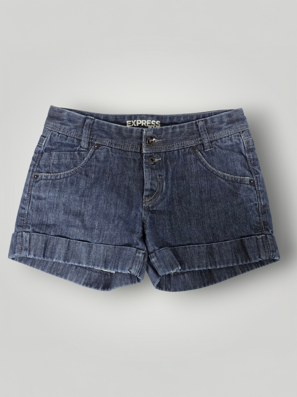 EXPRESS Women's Dark Blue Denim Cuffed Jean Shorts Size 6